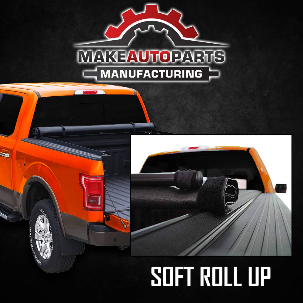 Amazon Com Make Auto Parts Manufacturing Tonneau Cover 5 5 Ft 66 Bed Soft Roll Lock Vinyl Black Styleside For Ford F150 2015 2018 Automotive