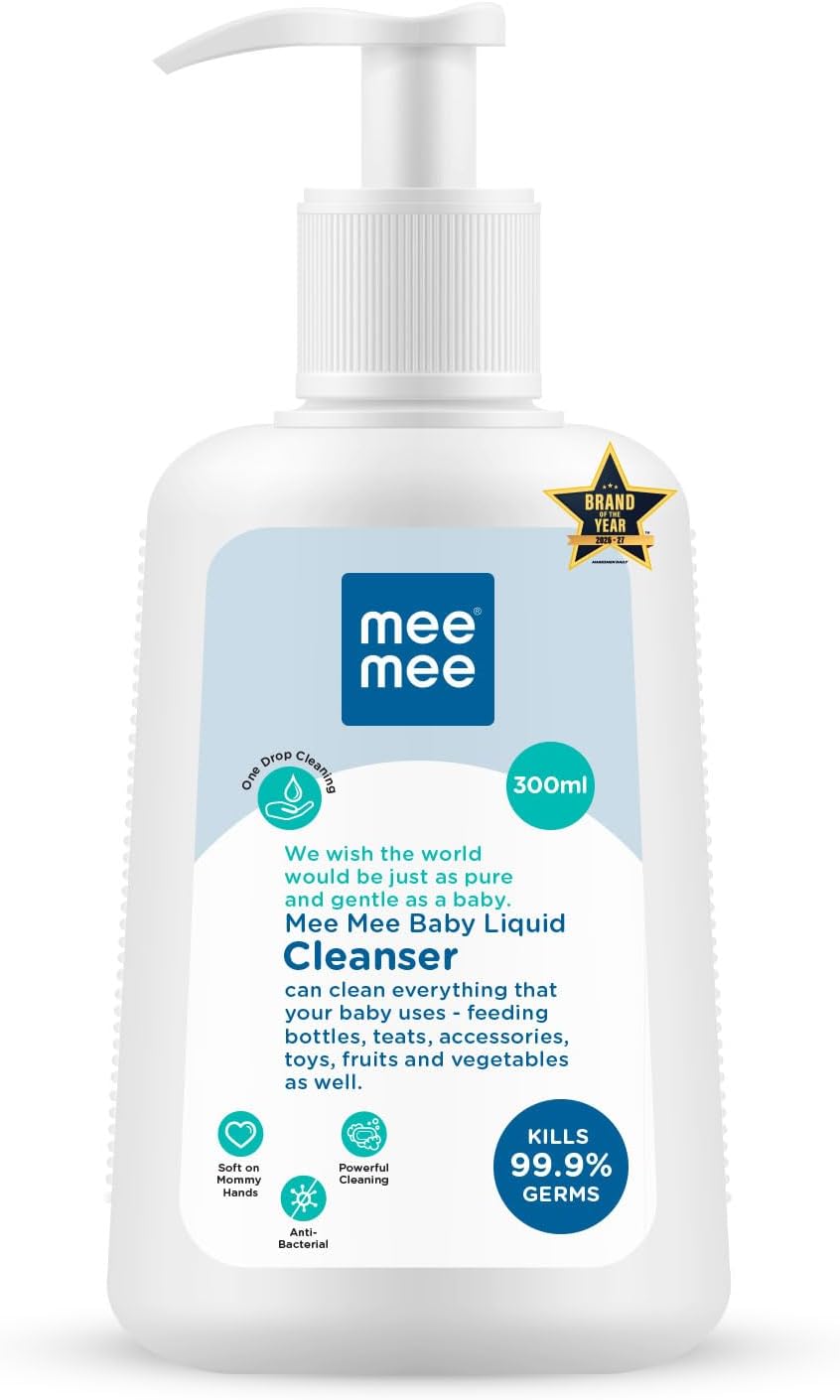Mee Mee Liquid Cleanser 300 ml | Anti-Bacterial Formula Kills 99.9% Germs | For Bottles, Nipples, Accessories, Toys, Fruits & Vegetables | Alcohol-Free, Dermatologically Tested