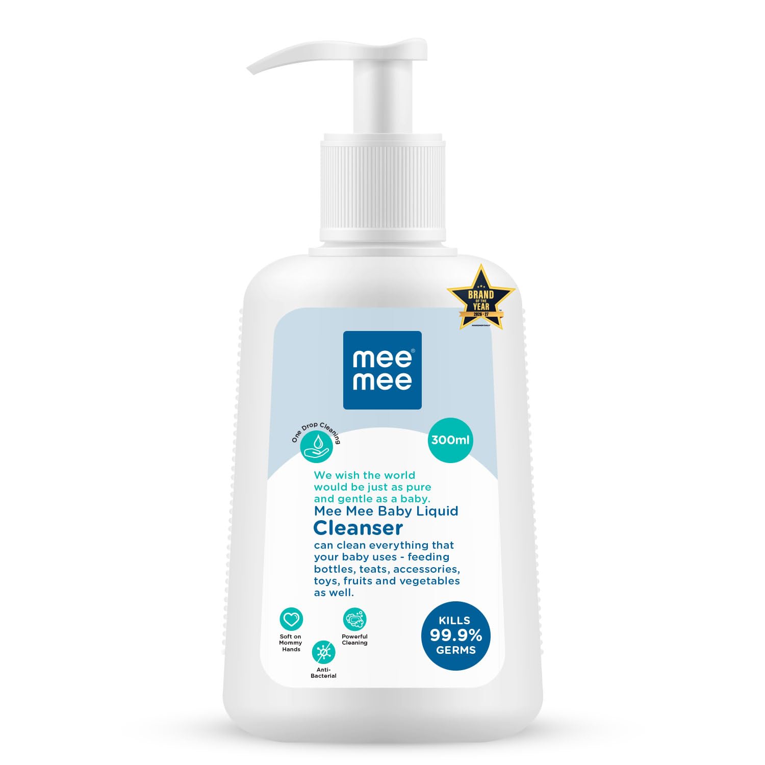 Mee Mee Anti-Bacterial Baby Liquid Cleanser (300 ml - Bottle), Transparent (MM-1300 300ML)-image-41