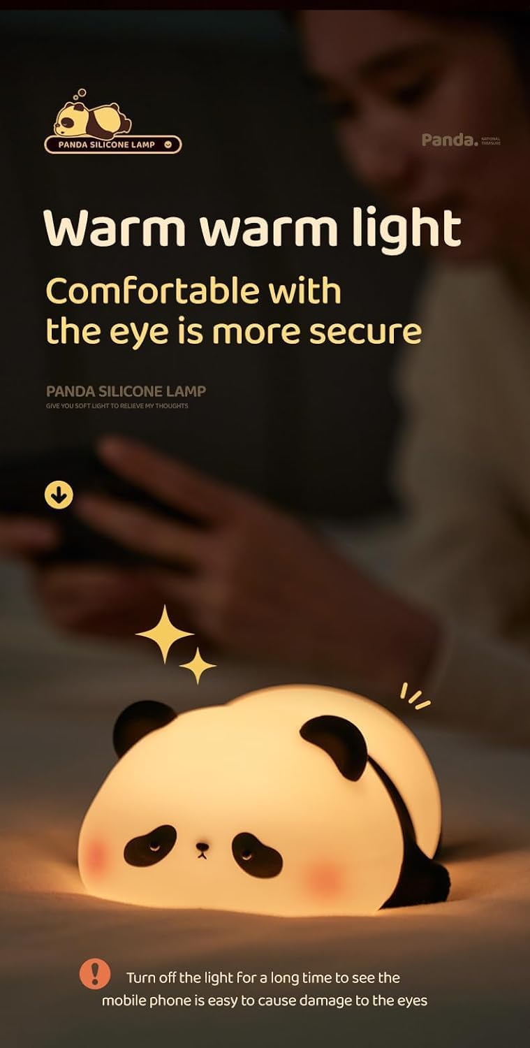 Lumevo Cute Panda Night Light for Kids,Nursery Silicone