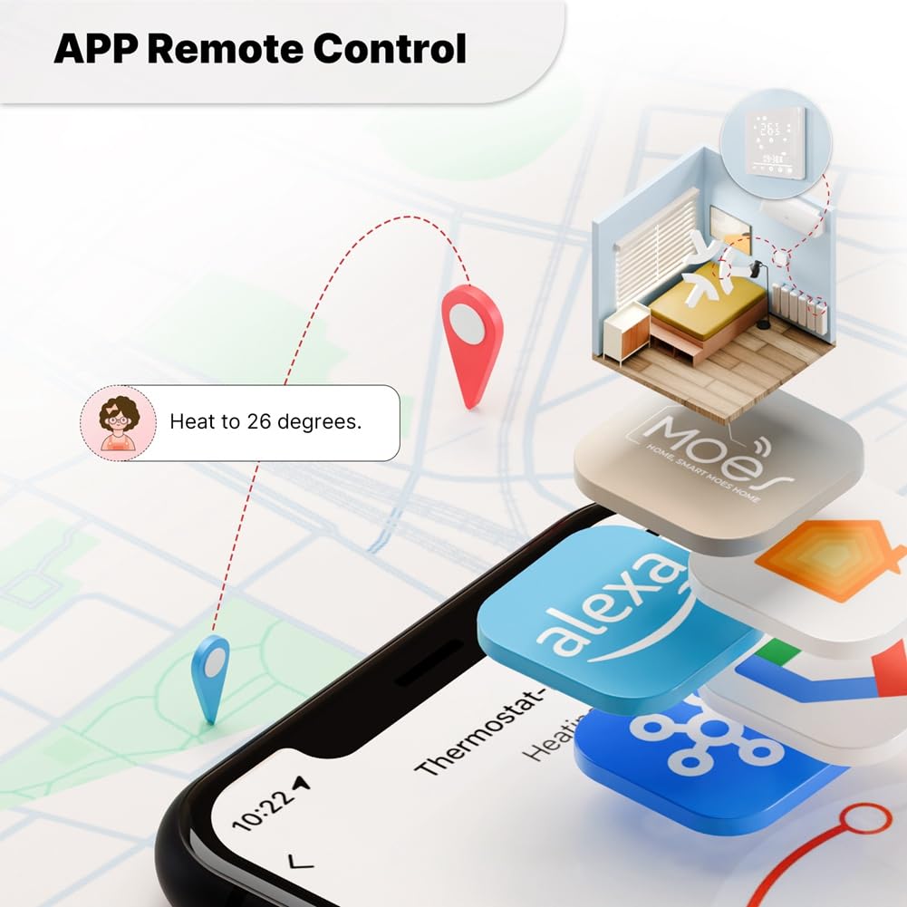 Tuya WiFi Matter Thermostat Elektrische Fußbodenheizung Temperaturregler Unterstützung APP-Fernbedienung, Voice Control B