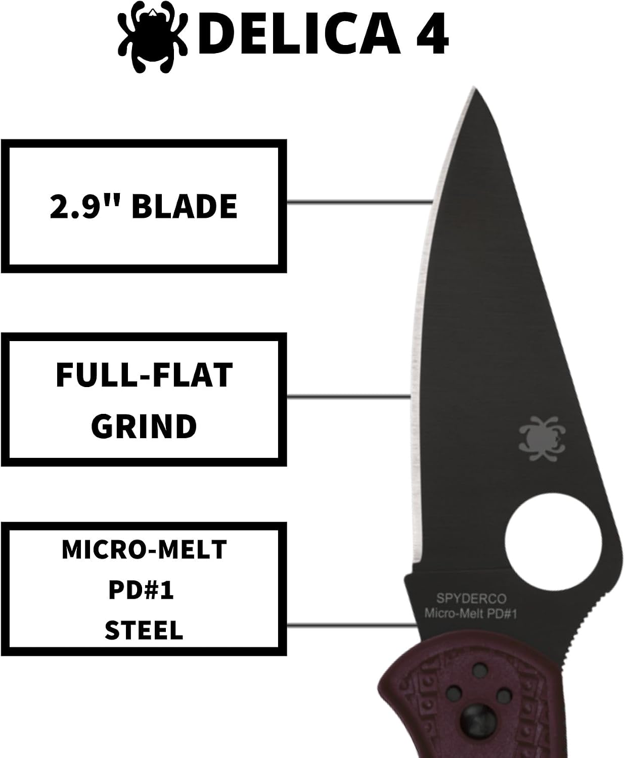 Spyderco Delica 4 Burgundy Lightweight