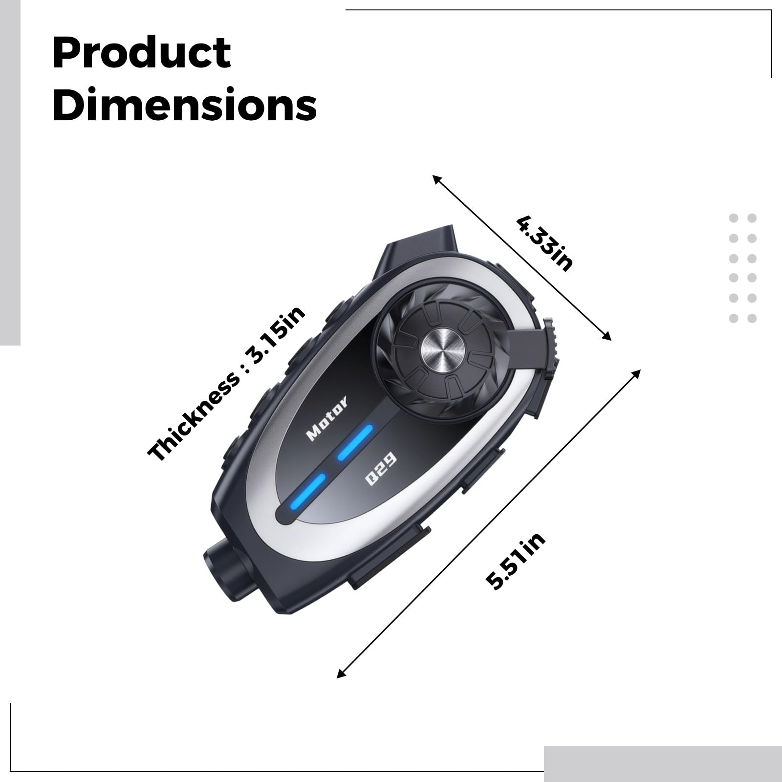 Q29 - Intercomunicador para casco de motocicleta con cámara, alta definición 1080P, gran angular de 120°, rango de intercomunicación de 500 metros, batería de 1500 mAh, uso compartido de música