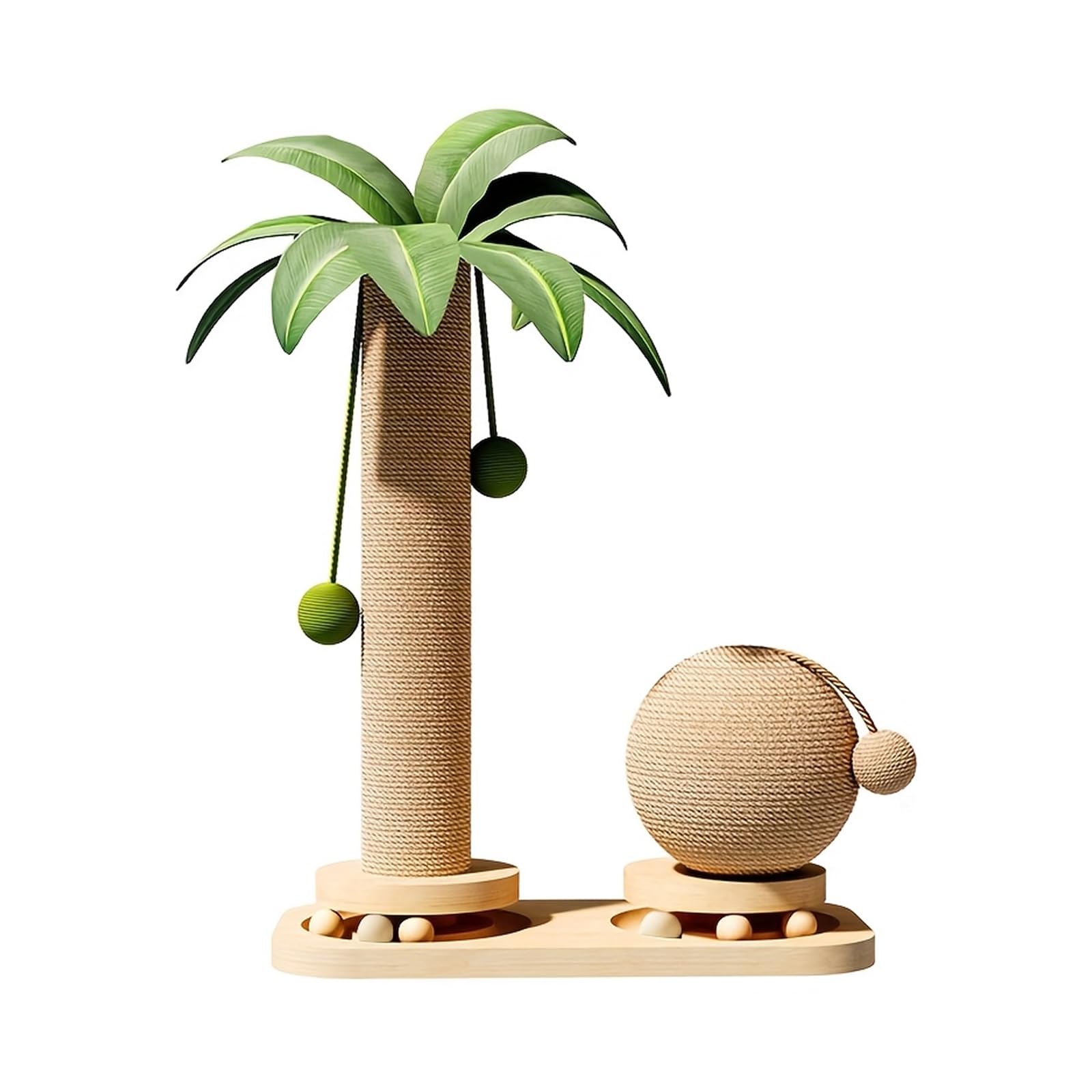 Cat Scratcher with Tracking Balls Solid Wood Sisal Scratching Post