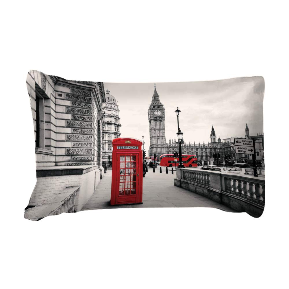 Loussiesd London Telephone Booth Duvet Cover Set King with 2 Pillow Shams,Famous City 3D Print Bedding Sets with Zipper Closure,Soft Comforter Microfiber Modern Quilt Cover Set 3PCs(220x240cm) - Image 3
