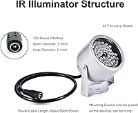 Vista 6 de ASHATA IR, 48 LED de visión nocturna IR luz infrarroja para cámara de seguridad CCTV y cámara IP, gran angular de 60 grados, distancia