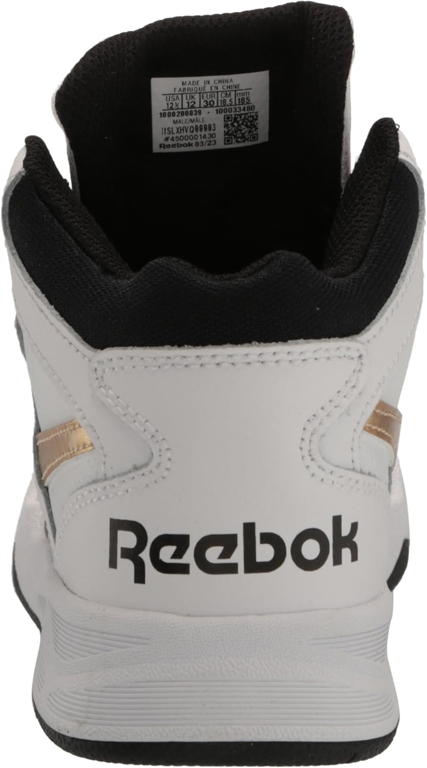 Reebok Men's Bb4500 Court Sneaker 5.5 Little Kid White/Black/Gold Metallic image 3 of 7 B0BK2H361T