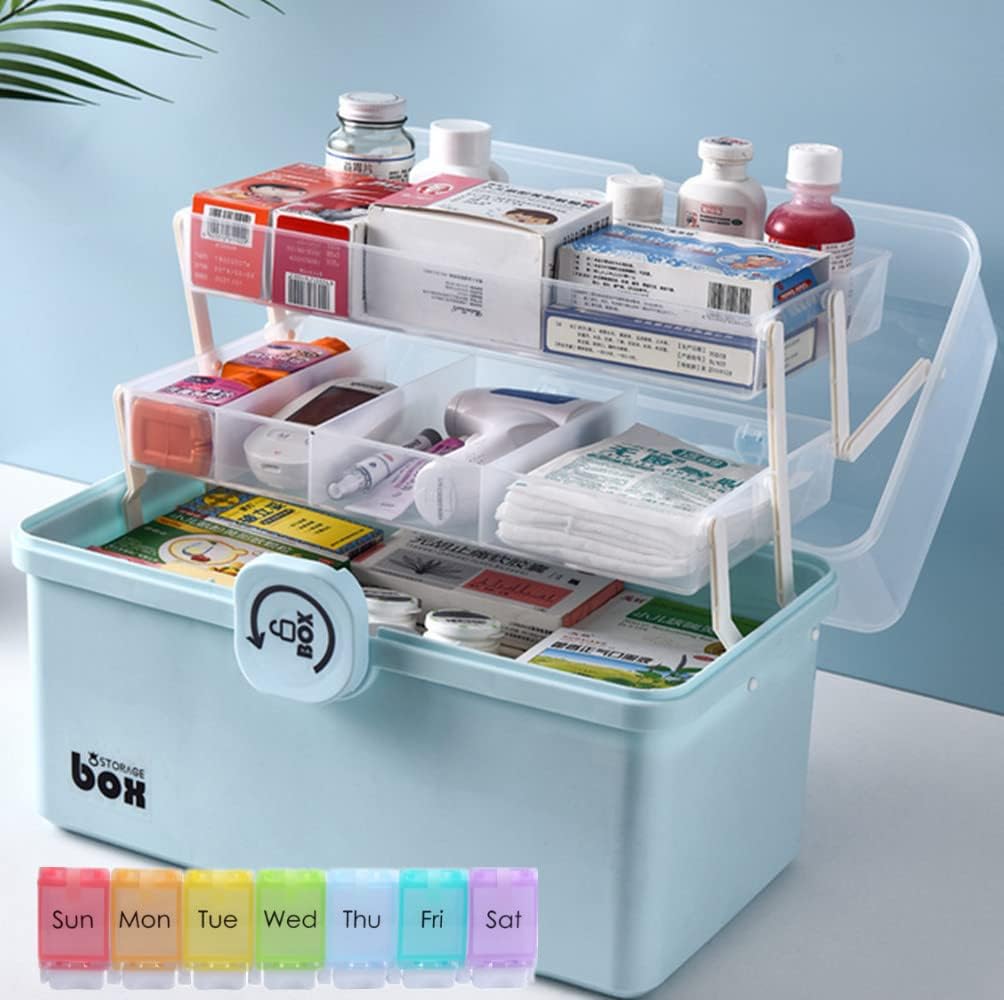 Scatola Portaoggetti Per Medicinali 7 Litri - Organizer Multistrato Con Maniglia, Per Pronto Soccorso | Bianco - Foto 6