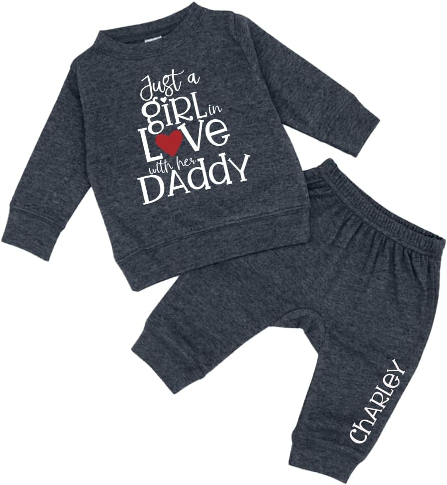 Personalized Toddler Outfit, Just a Girl in Love with Daddy Loungewear Set