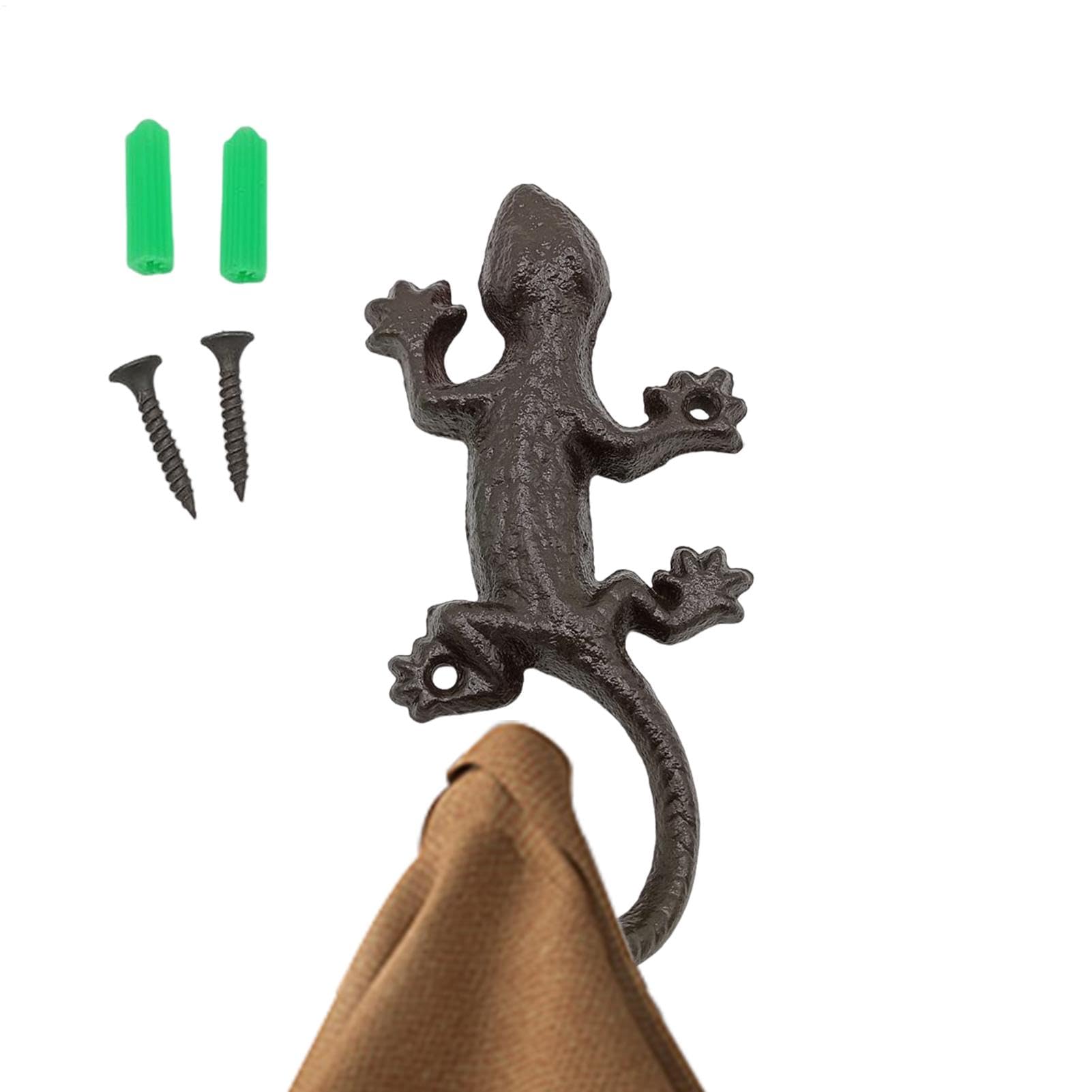 Cintre antique et crochets muraux en fonte pour animaux au style forgé