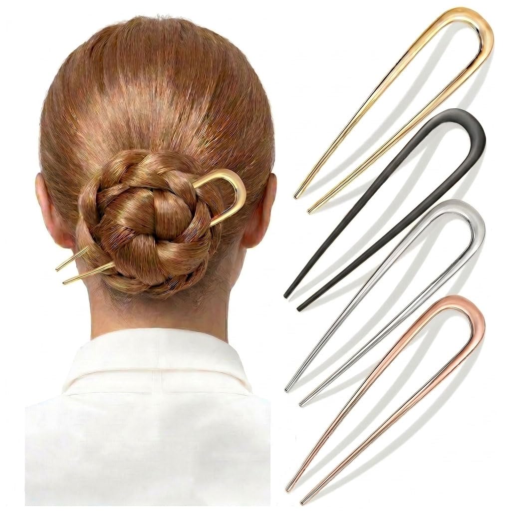 French Hair Pins for Women, 4 Pcs French Twist Hair Pins for buns