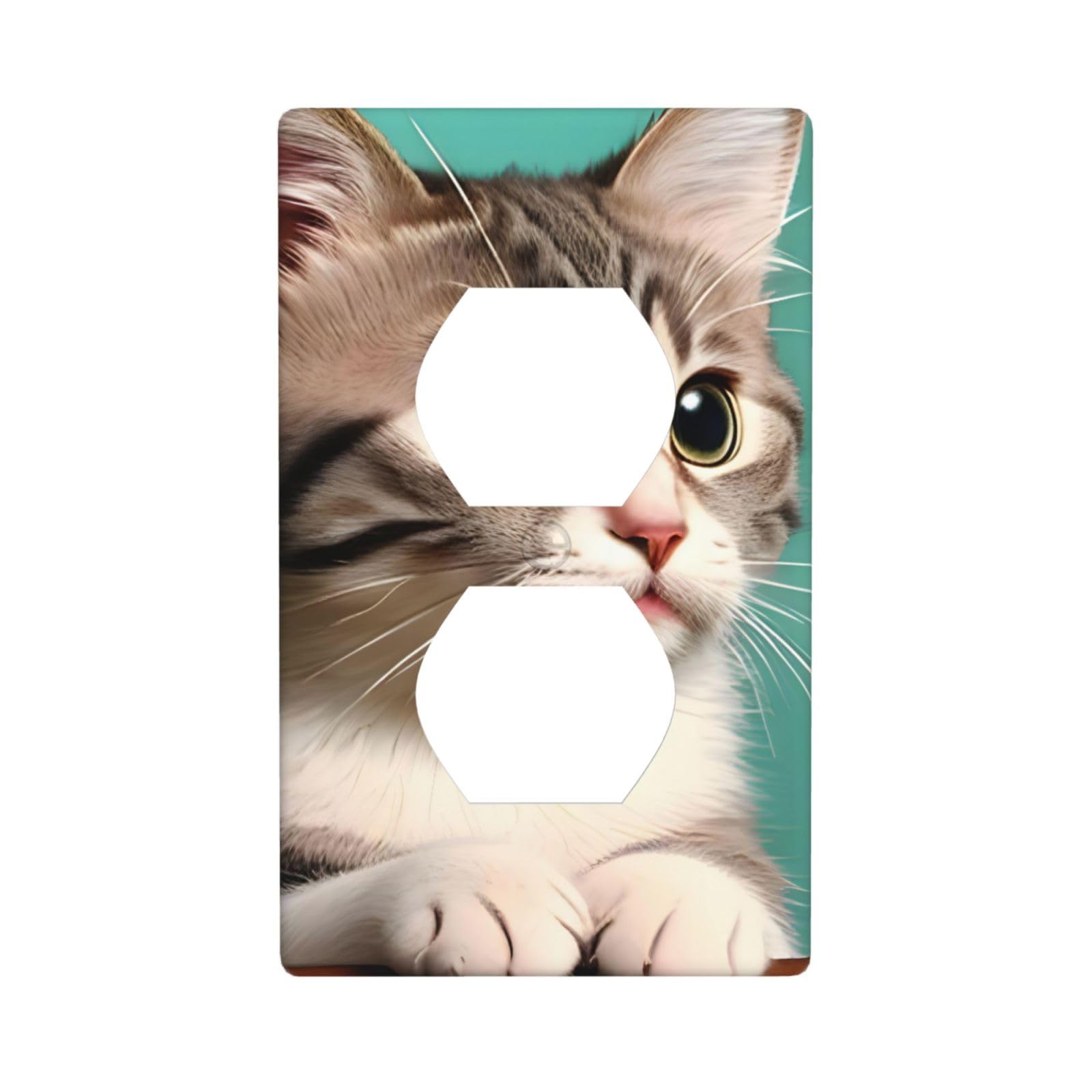A Curious cat Decorative Switch Plate Cover-Unbreakable Polycarbonate Wall Plate for Home Office, 1 Gang with Screws