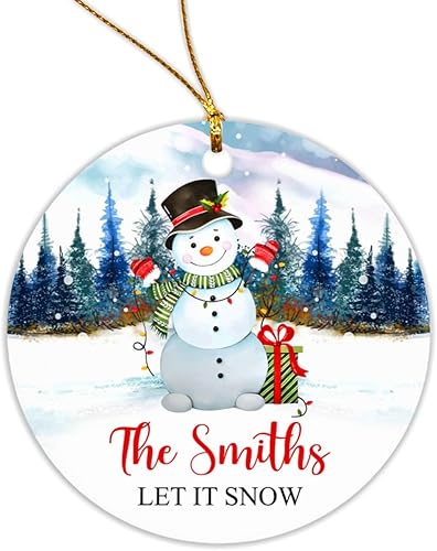 Adorno de Navidad personalizado Let It Snow 2024, adorno de muñeco de nieve de Navidad, regalo de recuerdo para nietos, regalo de muñeco de nieve