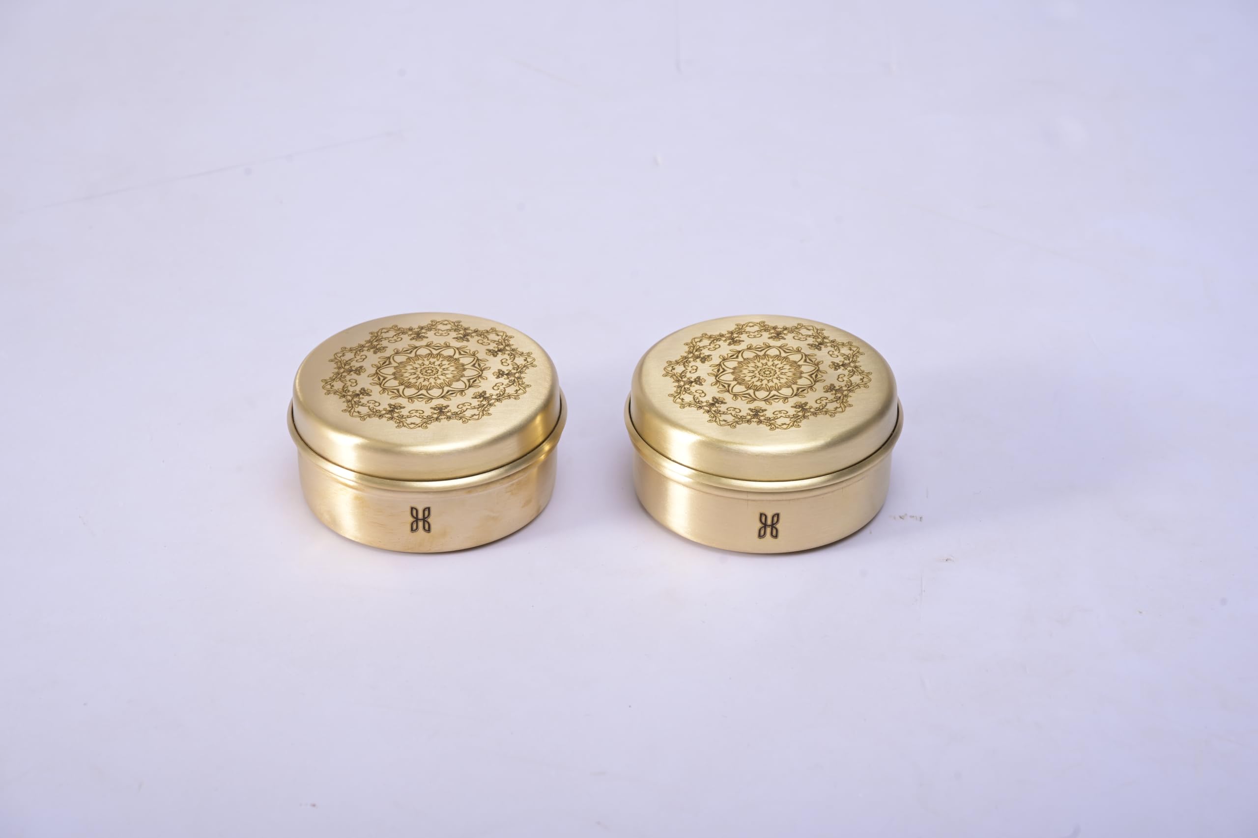 Kayra Brass Storage Box (120ml) Gift Set | Elegant Small Round Container for Dry Fruits, Jewelry, Pooja Items & Home Decor | Handcrafted Premium Gift Box-image-45
