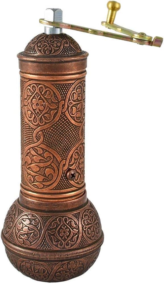 Turkish Handmade Copper Coffee Salt Pepper Spice Grinder Mill (Copper) (18cm)