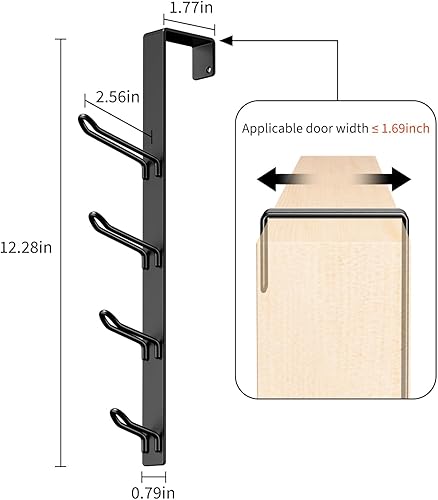 Miniatura 2 de niffgaff 8 ganchos para colocar sobre la puerta, toallero vertical sobre la puerta, gancho para colocar sobre la puerta, para colgar toallas y ropa,