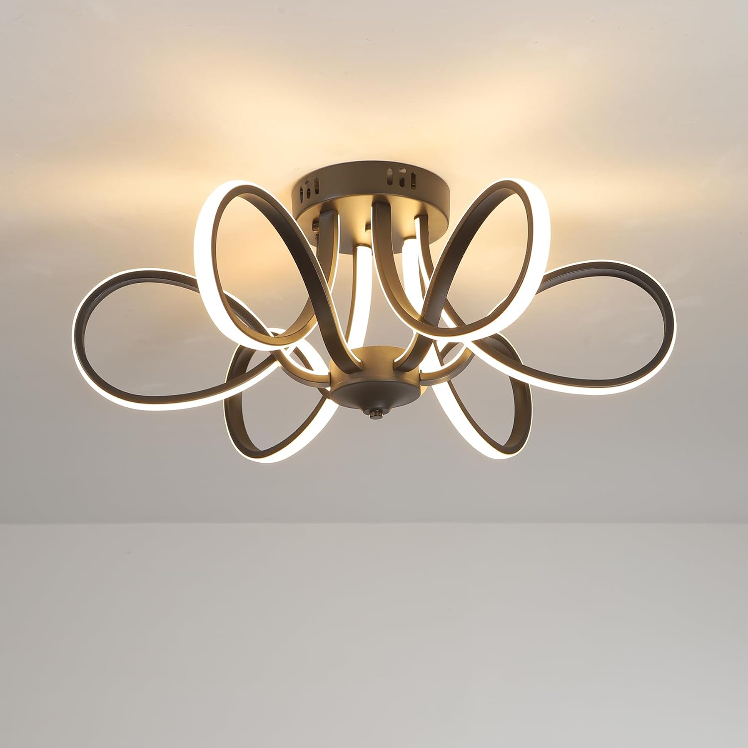 Dimmable with Remote Control Ceiling Light 66W 4620 Lumen Black Finish Luminaire for Bedroom Living Room Dining Room 3000K-6000K (Black-Ceiling-YF2805-S)