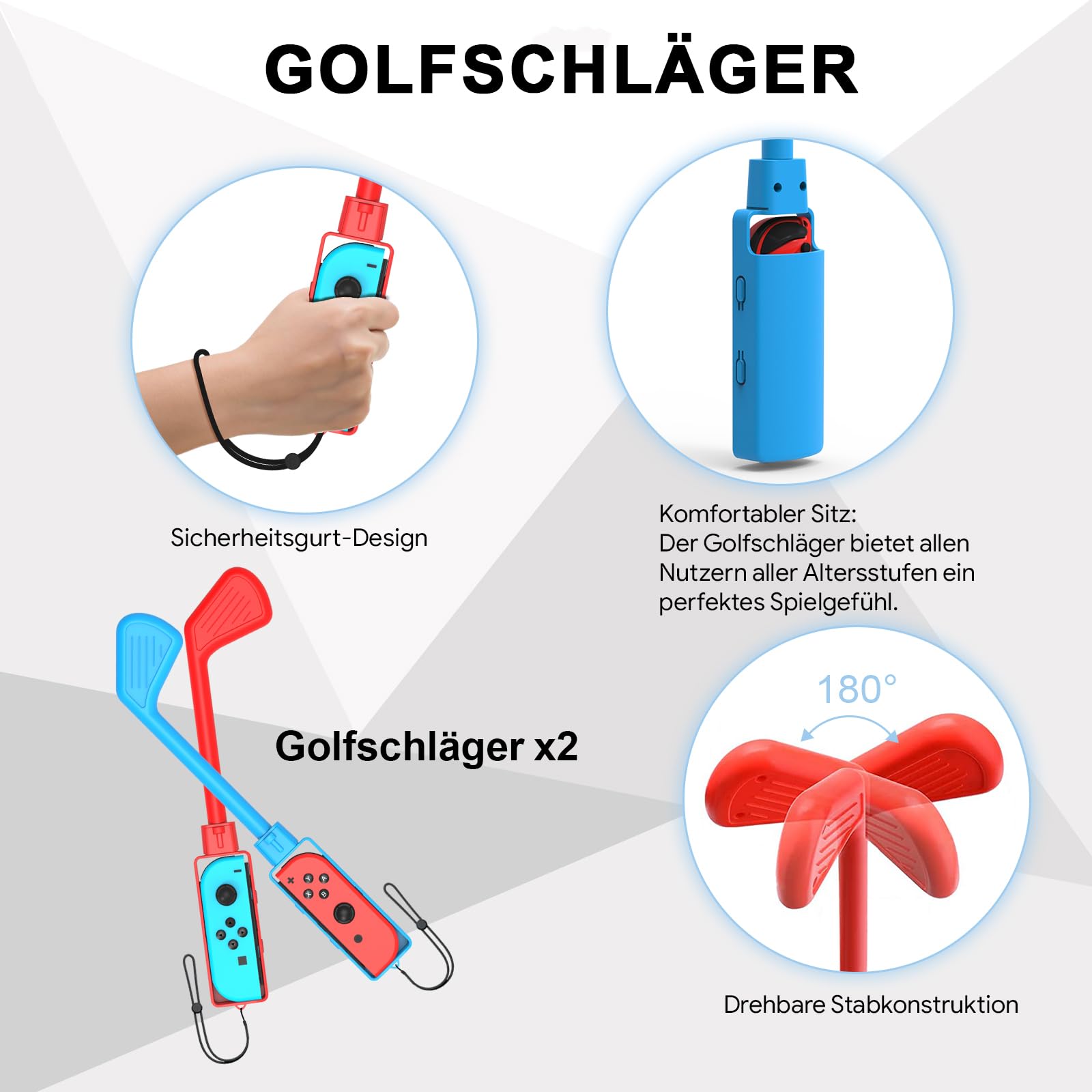 Switch Sport zubehör Bundle - Nargos 12-in-1-Set für Switch & Switch OLED: Joy-Con-Griffe für Mario Golf Super Rush, Handgelenkbänder & Beinhalterungen, komfortable Griffhülle und Tennis-Schläger