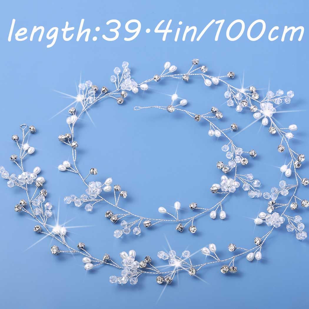 Vigne de cheveux en argent, perle et cristal rose fait à la main 12 . Accessoires de cheveux de