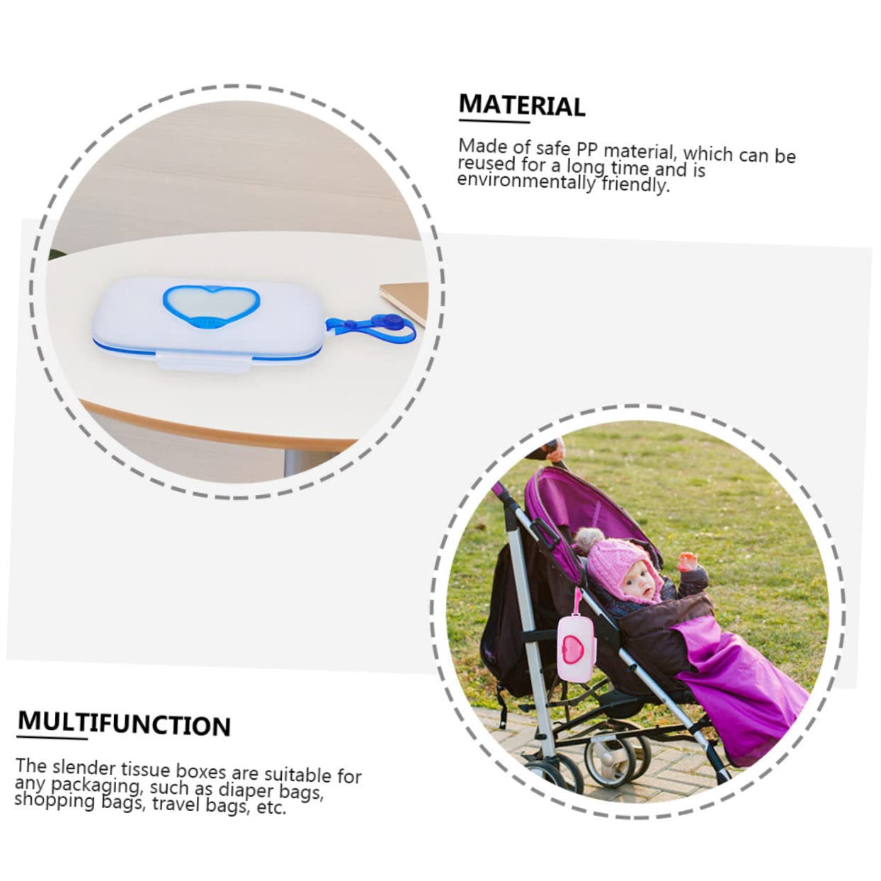 KOMBIUDA 2pcs Portable Wipes Holder for Travel Compact Design for Diaper Bags and Material for Care Easy to Carry and Keep Wipes Fresh