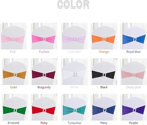 Miniatura 5 de Joccun 30 cintas elásticas de elastano para sillas con hebilla deslizante, lazos elásticos universales para bodas, banquetes, fiestas, eventos,