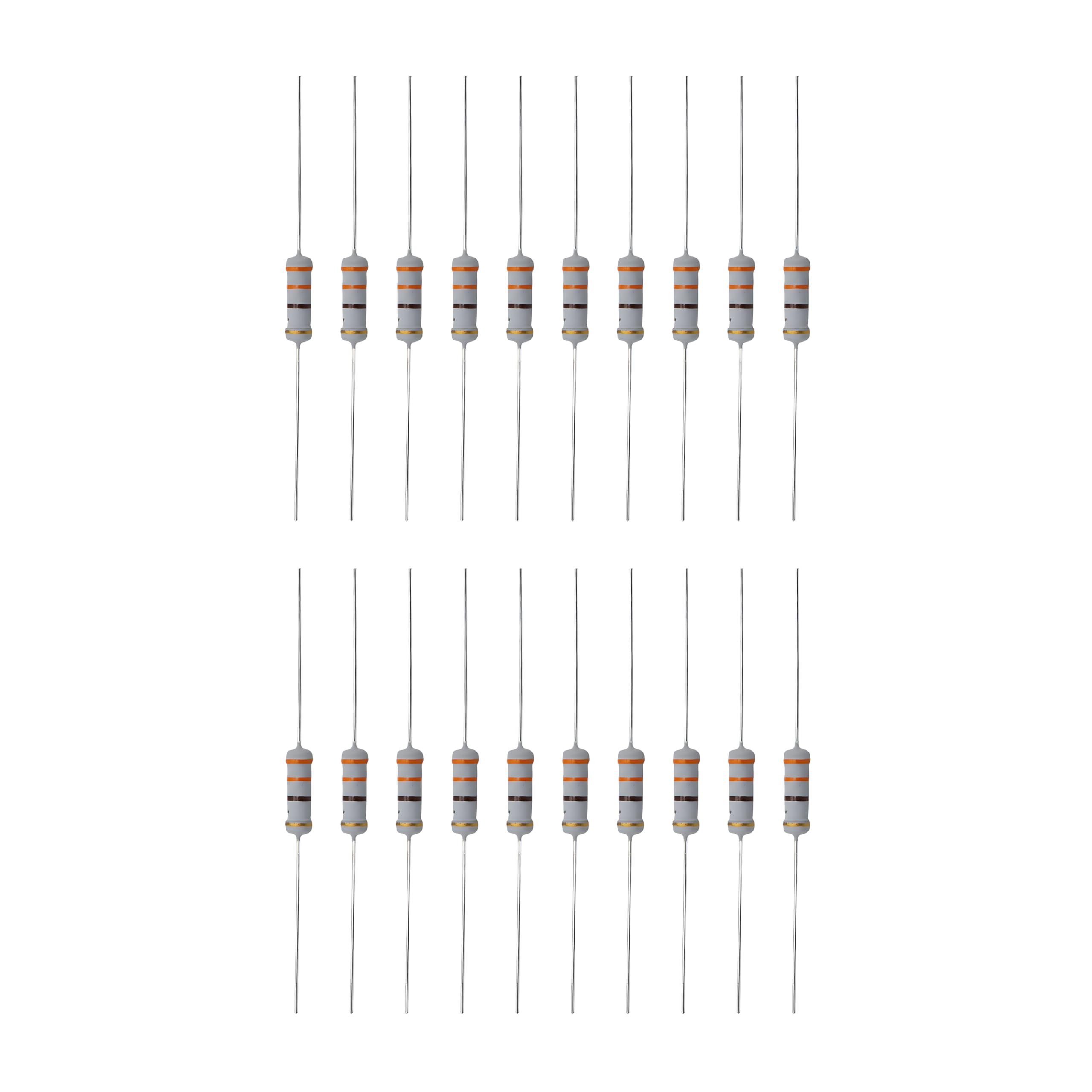Electronic Spices 20Pcs 330 Ohm (Ω) 2watt ±5% Tolerance 330 MR Ω ohm MF Through Hole Resistors Axial Lead-image-45