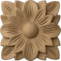 Vista 1 de Ekena Millwork ROS03X03SPAL Roseta cuadrada primaveral, 3 1/2"W x 3 1/2"H x 1/2"P, aliso