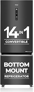 Haier 325 L 3 Star Frost Free Bottom Mount Double Door Refrigerator|Convertible 14-in-1|Jhukna Mat-Bottom Freezer|Digital Display Panel|Triple Inverter|Twist Ice Maker (HEB-333GB-P, Graphite Black)
