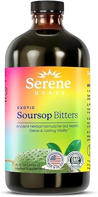 Serene Herbs - Soursop Bitters Liquid - Organic Herbal Guanabana Detox with Black Seed, Moringa & Ginger - Supports Digestive Wellness & Immune Function - 16 fl oz​