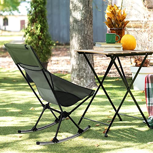 Outplea Rocking Camping Chairs For Adults Compact, High Back Folding Camping Chair With Detachable Rocking Feet, Portable Rocking Chairs For Picnic Beach Lawn #TOP1
