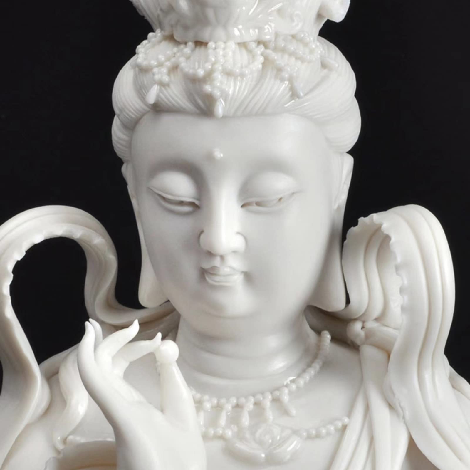 白磁蓮上観音立像箱付き [B29455] 白磁蓮上観音立像箱付き [B29455