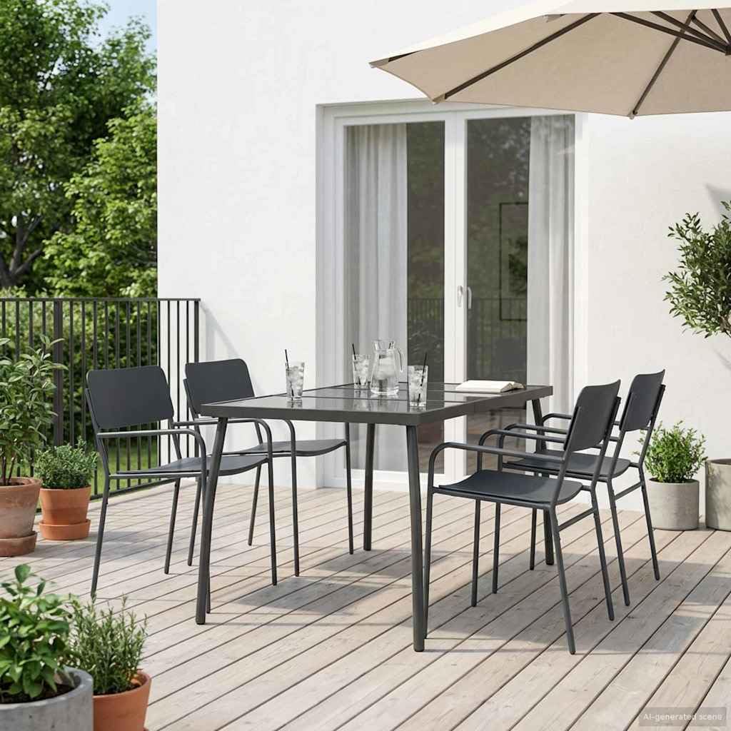 Genérico Conjunto de Comedor 5 uds. Antracita Acero,Mobiliario,Conjuntos de Muebles,165 x 80 x 72 cm-3422862