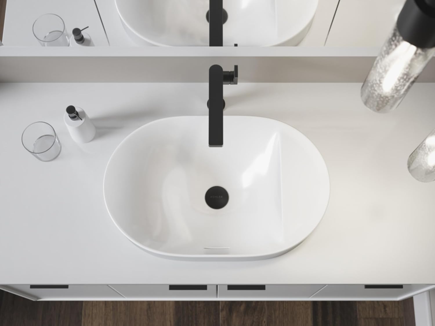 White Ceramic Oval Vessel Bathroom Sink