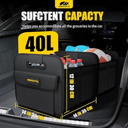 Miniatura 2 de MIKKUPPA Organizador de maletero de automóvil, organizador plegable para maletero dividido para alimentos, organizadores de almacenamiento de