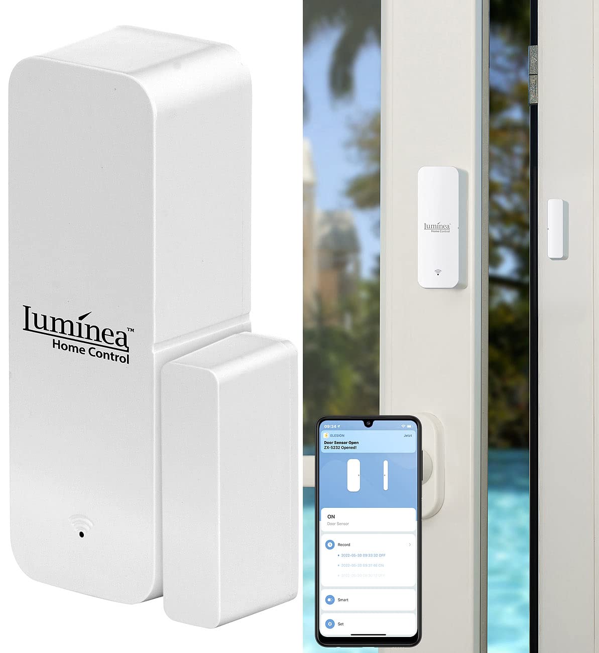 Luminea Home Control Fenstersensoren: 10er-Set ZigBee-Tür- & Fensteralarme, Alexa, Google Assist., Siri, App (Zigbee Fenstersensor, Sensoren, Senioren Handy)