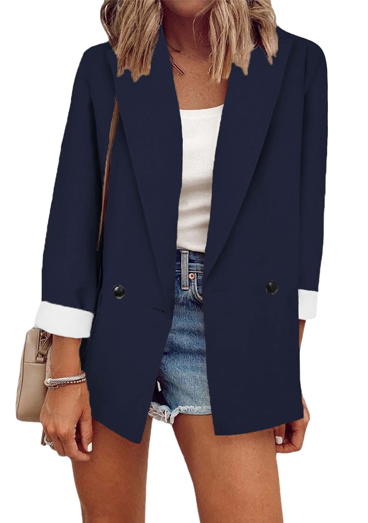 Women Casual Loose Fit Long Sleeve Blazer Cardigan Fashion Plus Size Work Blazer