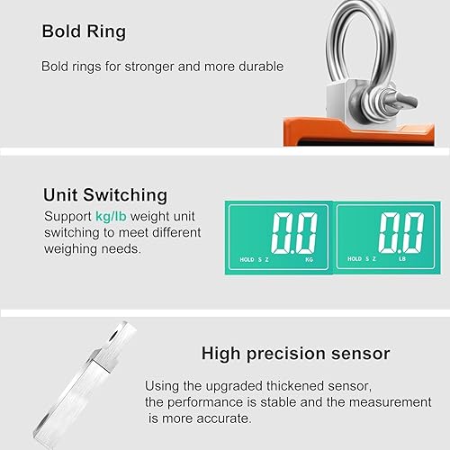 Miniatura 5 de Báscula digital de grúa de 2200 libras2,204.6 lbs, báscula colgante digital industrial resistente para granja, ciervos, ganado, fábrica,