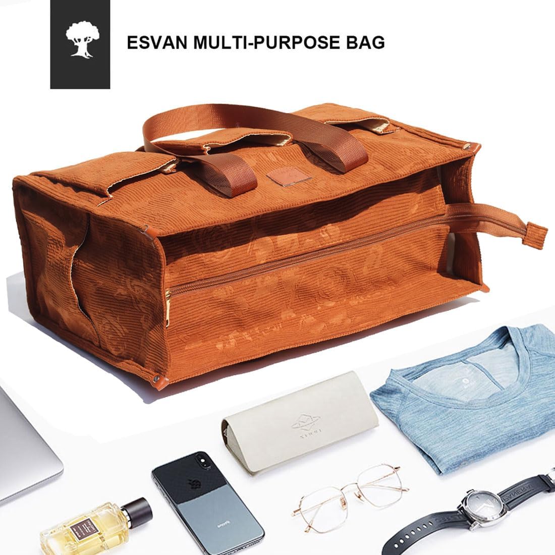 ESVAN Utility Tote Bag with Zip Top Waterproof Teacher Tote Bag for Teacher Work Women Beach - Image 5