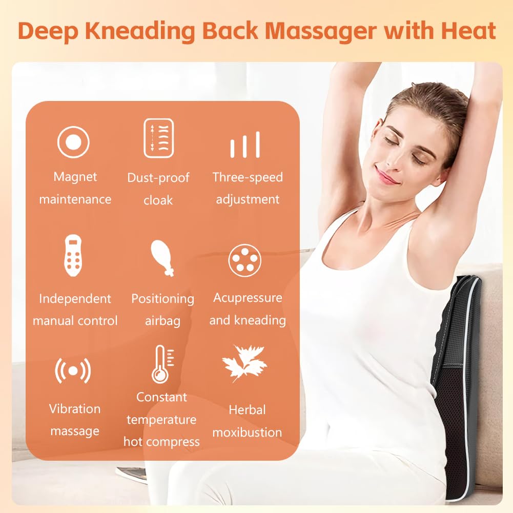Aolso Nackenmassagegerät mit Wärme, Shiatsu Massagegeräte, 3D Rücken knetmassage, Knet Massagekissen zur Linderung von Rücken, Nacken, Schulter und Beinschmerzen, Geschenke für Männer und Frauen