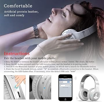 Bluedio HT Turbine Wireless Bluetooth 5.0 Stereo Headphones with Mic (White)