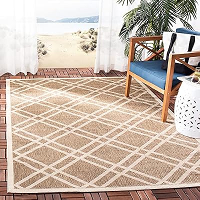 SAFAVIEH Courtyard Collection 2'7" x 5' Brown/Bone CY6923 Trellis Indoor/ Outdoor Waterproof Easy Cleaning Patio Backyard Mudroom Area Rug