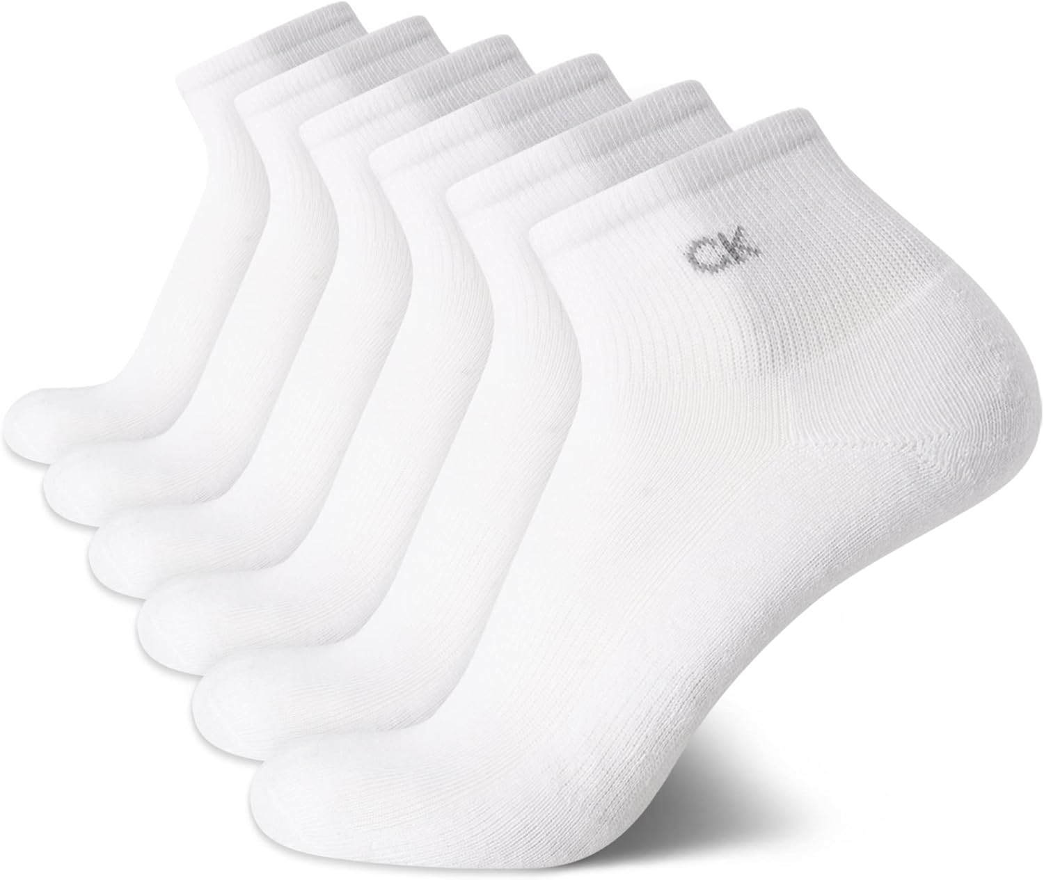 Calvin Klein Mens Quarter Socks - 6 Pack Performance Cushioned High Quarter Cut Athletic Socks for Men With Arch Support