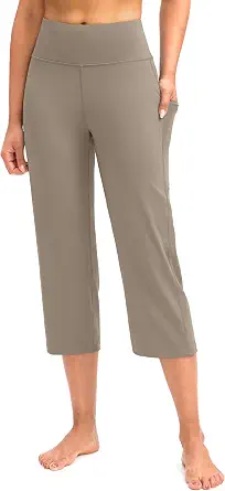  Capri Pants for Women Hih Waist Workout Yoa Pants with Pockets Tummy Control Leins Crop Straiht