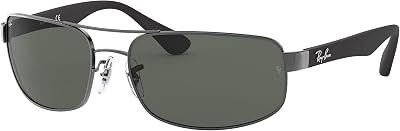 Ray-Ban Men's RB3445 Metal Rectangular Sunglasses