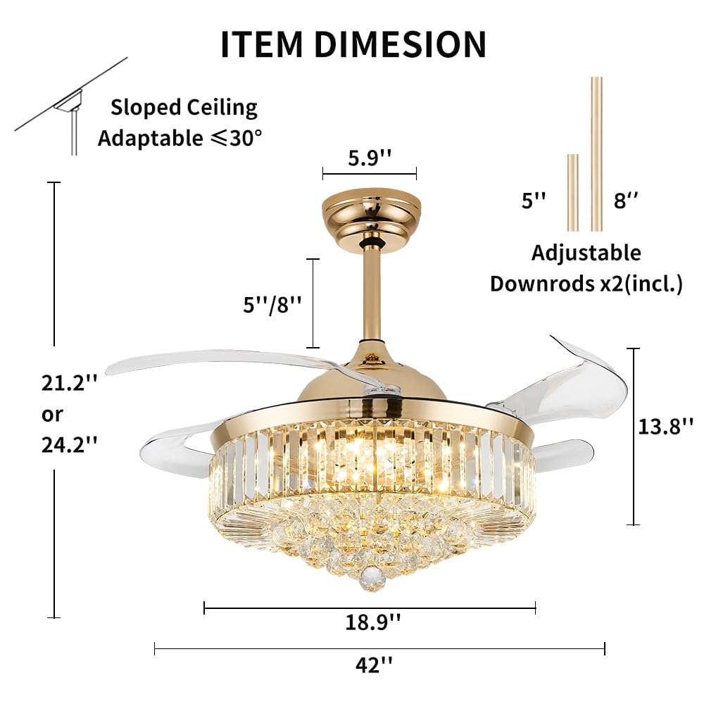 FIDGRA Fandelier: Ceiling Fan with Light & Remote -6