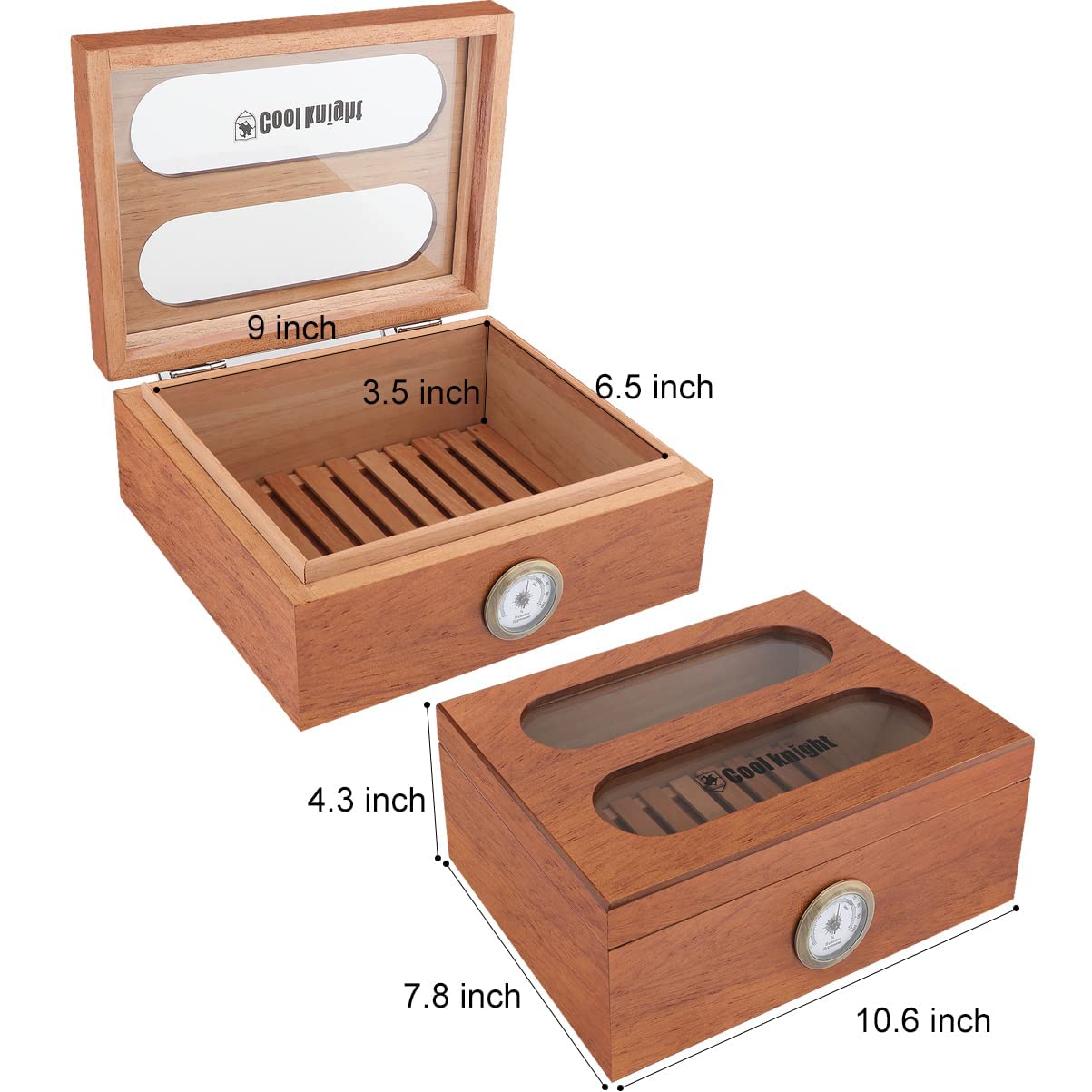 COOL KNIGHT Desktop Humidors Can Hold 4060 Cigars, Tempered Glass Top