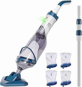 Enhulk Pool Vacuum for Above Ground Pool with Powerful Suction up to 18.5 gallons/min, Running time up to 1H, Handheld Rechargeable Pool Cleaner with a Telescopic Pole(2025 Upgraded)