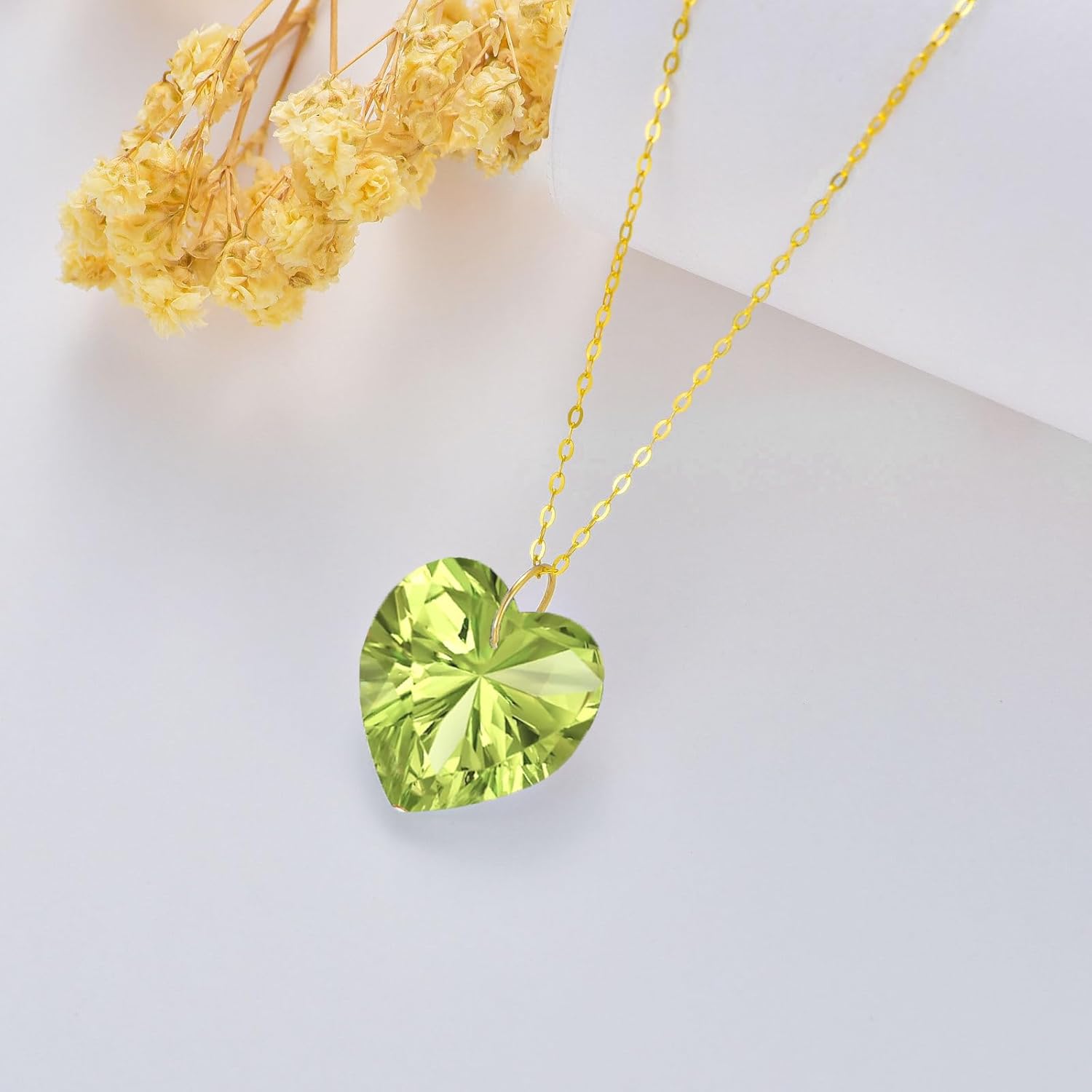 SISGEM 14K Gold Heart Gemstone Birthstone Necklace for Women Solid Gold Love Heart Birthstone Pendant Necklace Annversary Birthday Jewelry Gift for He Mom Wife Mother's Day - Image 4