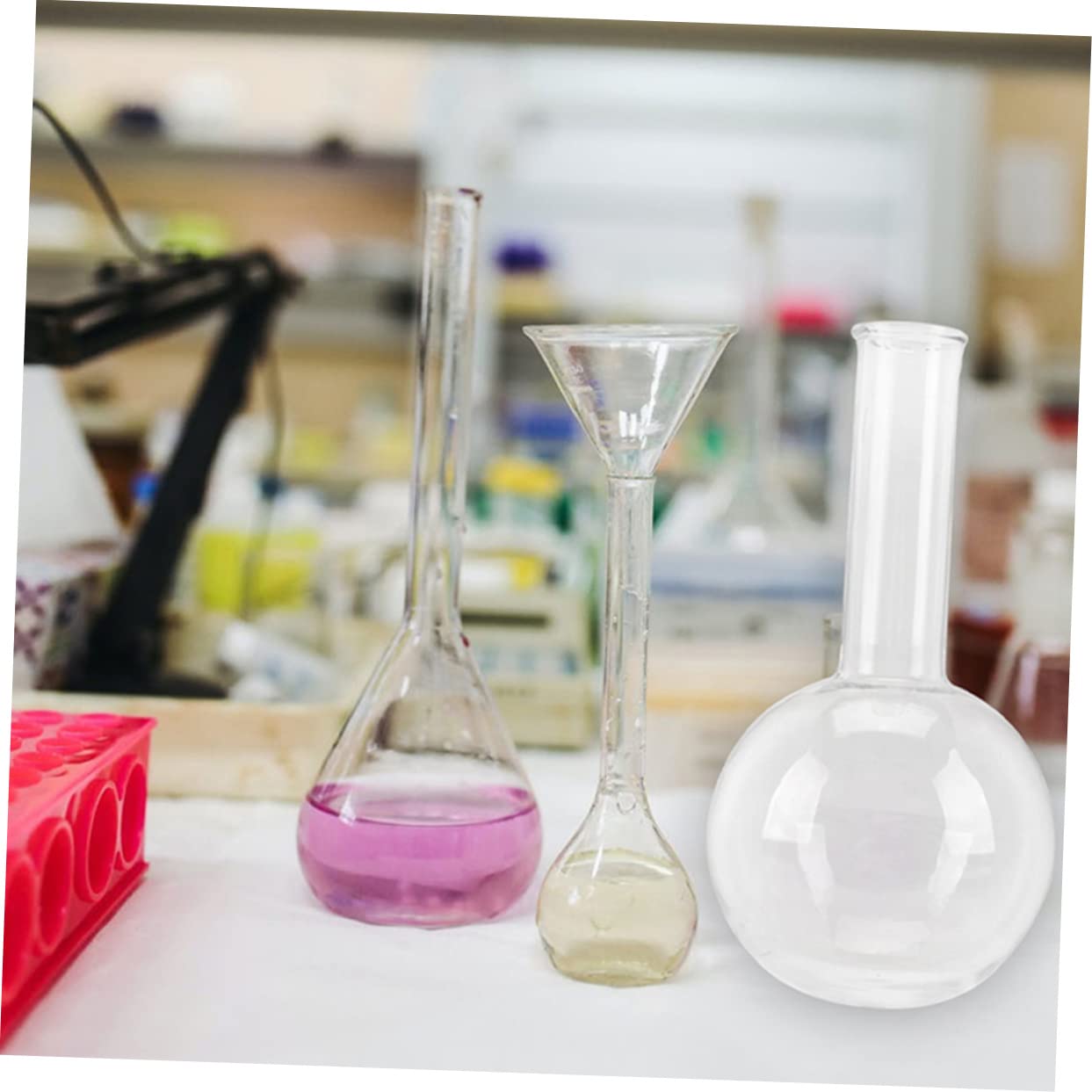 Healvian Flacon 2pcs à Fond Rond en Verre Transparent Léger pour Expériences Chimiques et Étude Scientifique en Laboratoire École