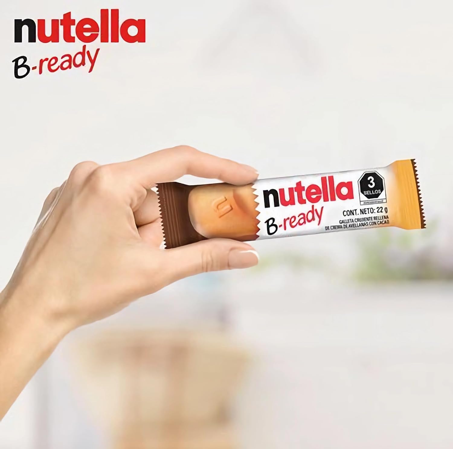 Ferrero: "Nutella B-ready " a crisp wafer of bread in the form of mini baguette stuffed with a creamy Nutella 15 pieces 10.13 oz (286g) [ Italian Import ]